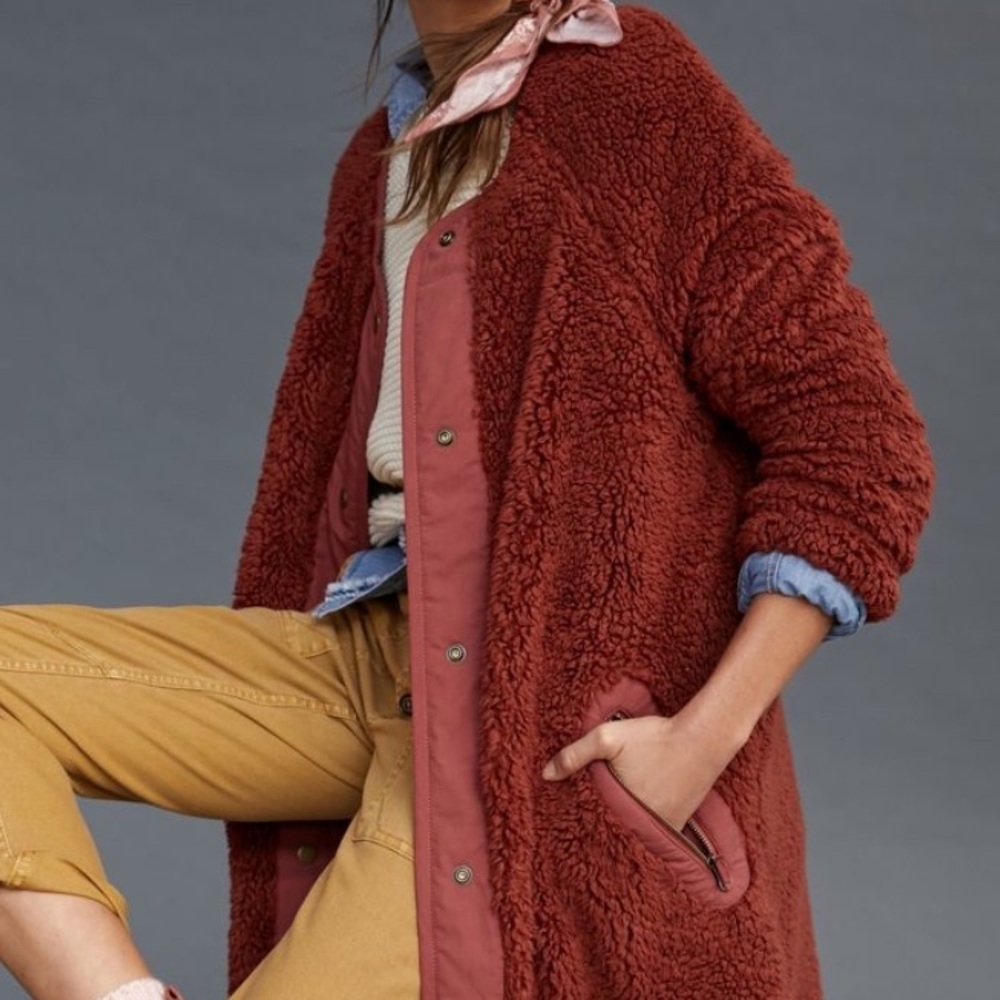 Anthropologie Margot Reversible Sherpa Coat